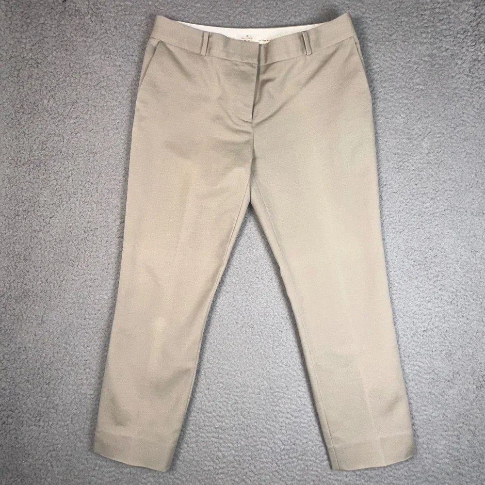 Kate Spade Davis Capri Pants Womens 6 Tan Khaki Stretch Ankle Trouser Casual